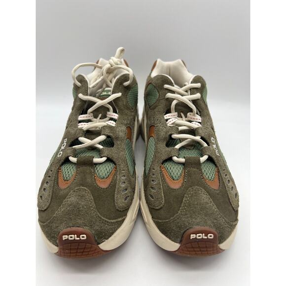 Polo Ralph Lauren Modern Trainer 100 Olive/White Size 11 NEW